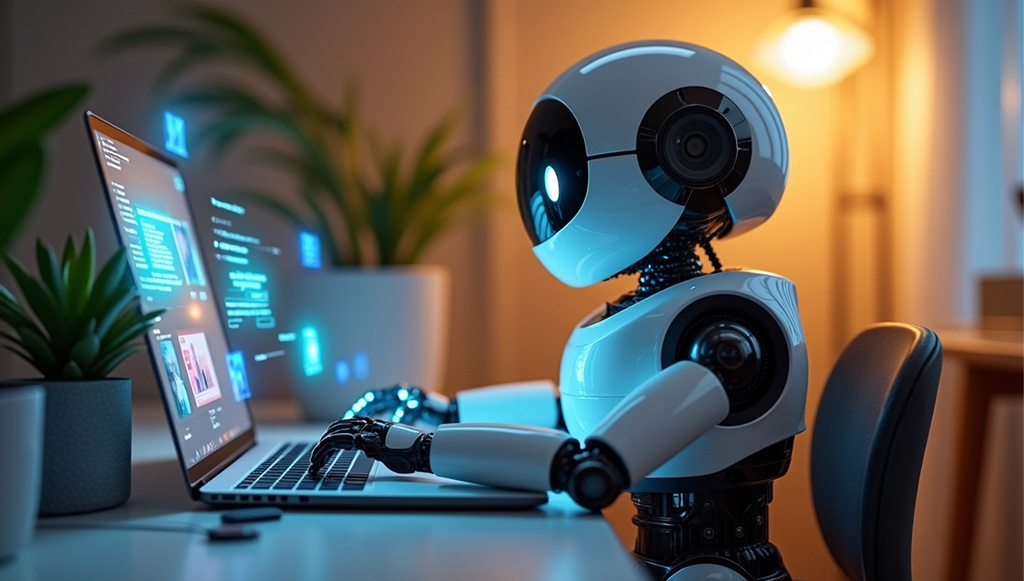 A robot absorbed in his work